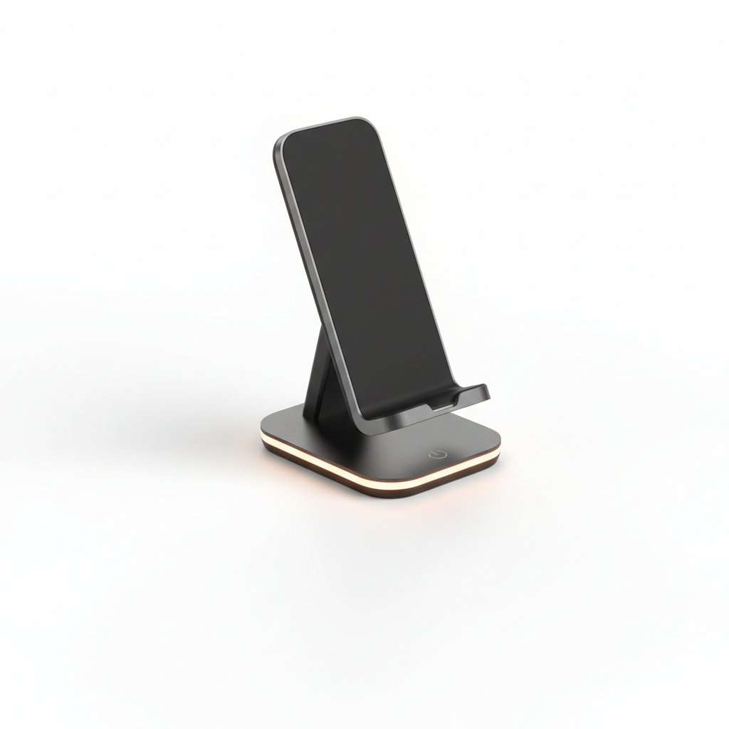 Sleek wireless charging stand with LED lighting